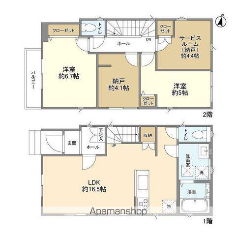 東武鉄道野田線 逆井駅 バス乗車時間:6分 ゆりぞの幼稚園バス停で下車 徒歩4分 2階建 築1年(2SLDK)の間取り写真