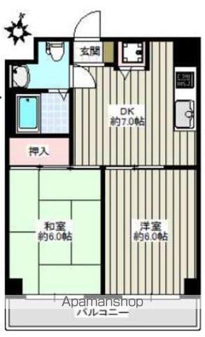 パークサイド関(2DK/2階)の間取り写真