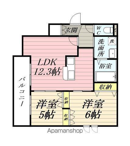 大口通ヘーベルメゾン(2LDK/3階)の間取り写真