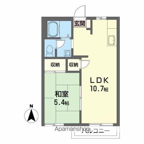 フレグラント・ツインズB(1LDK/2階)の間取り写真
