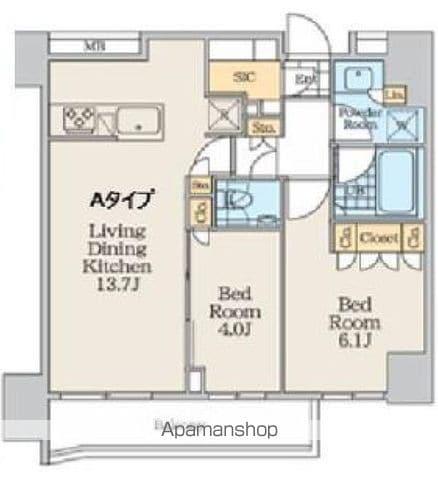 クレストコート中野富士見町(2LDK/3階)の間取り写真