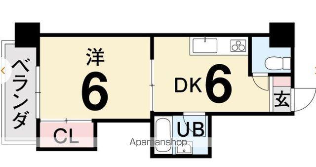 第3ゴトービル(1DK/2階)の間取り写真