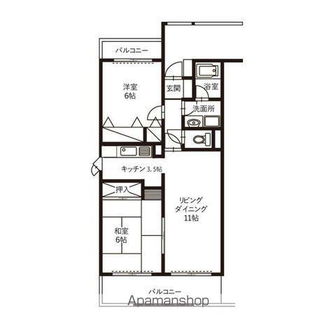 ライフタウン東新潟(2LDK/6階)の間取り写真