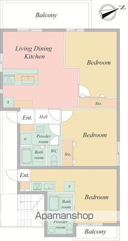 グランドハイツ西国立(2LDK/3階)の間取り写真