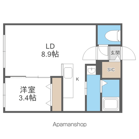 ライトベルー南9条ー(1LDK/3階)の間取り写真