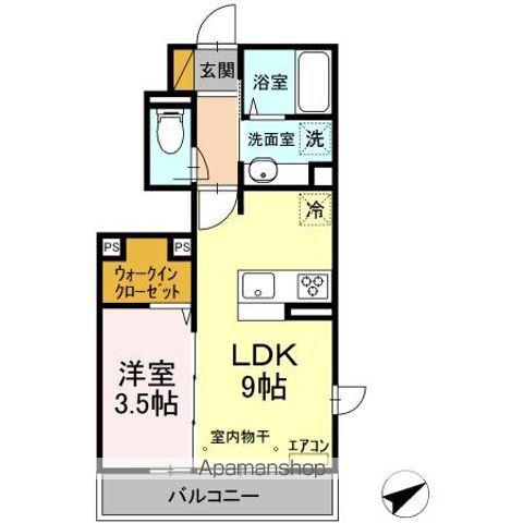ジュネス前原(1LDK/1階)の間取り写真