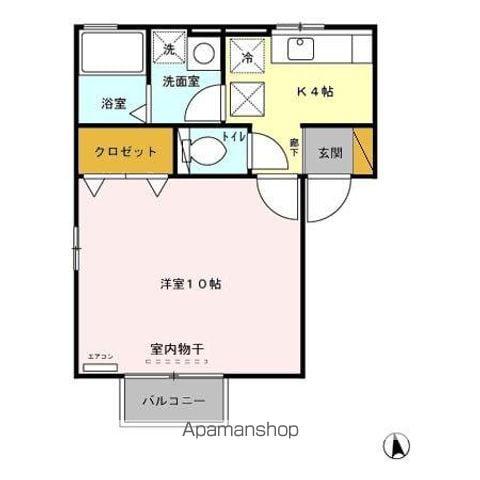 アクシス真鍋(1K/1階)の間取り写真