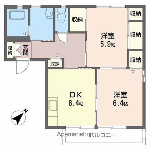 ミレニアムガーデンⅡ(2DK/2階)の間取り写真