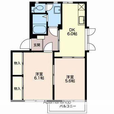 ベルメゾン徳間(2DK/1階)の間取り写真