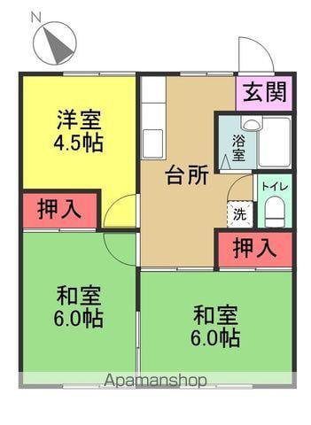 かもめハイツ(3DK/1階)の間取り写真