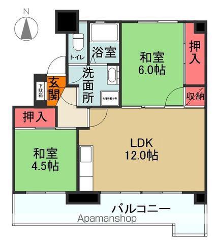 ルカーサ勿来Ⅰ・Ⅱ(2LDK/2階)の間取り写真