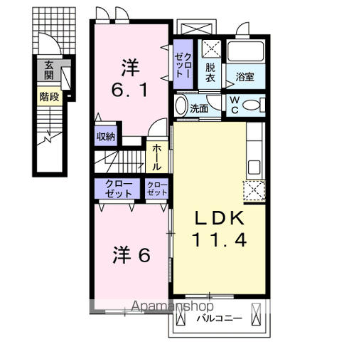 シャルロットⅠ(2LDK/2階)の間取り写真