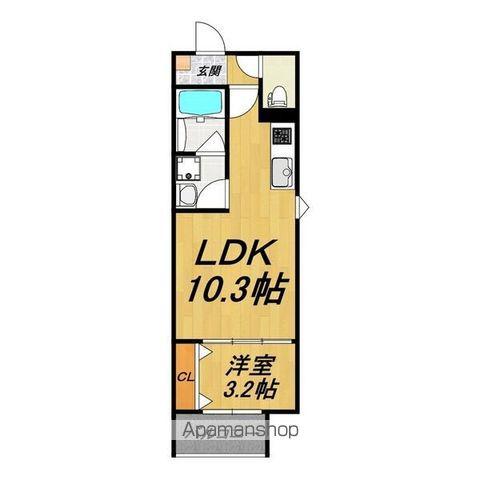 LECOCON上飯田(1LDK/1階)の間取り写真