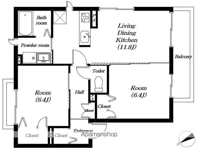 シャーメゾンリ—ヴ(2LDK/3階)の間取り写真