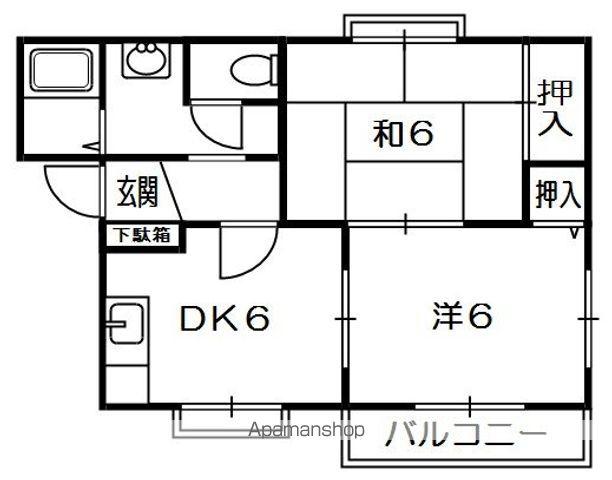 サンドーモD棟・E棟NO3416(2DK/2階)の間取り写真