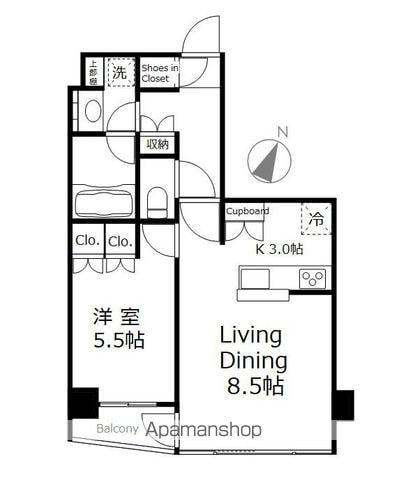 サンウッド中目黒フラッツ(1LDK/10階)の間取り写真