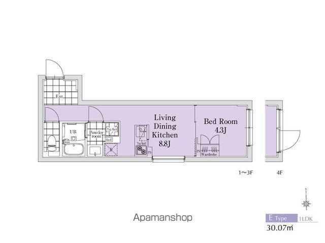 EXAM新中野Ⅱ(1LDK/1階)の間取り写真