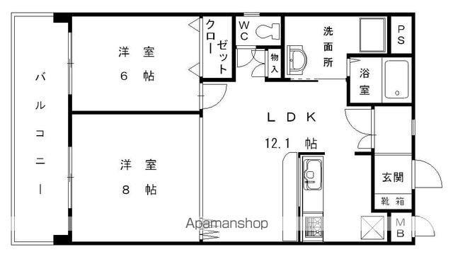 フロントリブ(2LDK/4階)の間取り写真