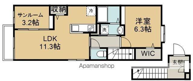 川越市アパートⅡ(1LDK/2階)の間取り写真