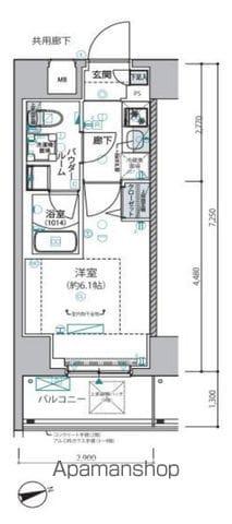 ヴァローレ松戸フィーロ(1K/4階)の間取り写真
