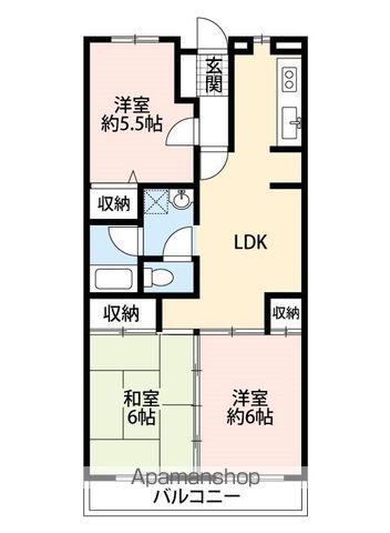 第6パールメゾン海老原(3LDK/4階)の間取り写真