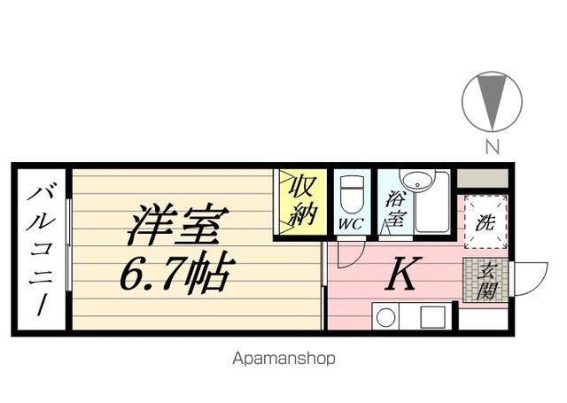 ヒルサイドハウス(1K/1階)の間取り写真
