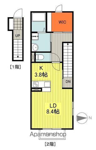 タキタコーポ(ワンルーム/2階)の間取り写真