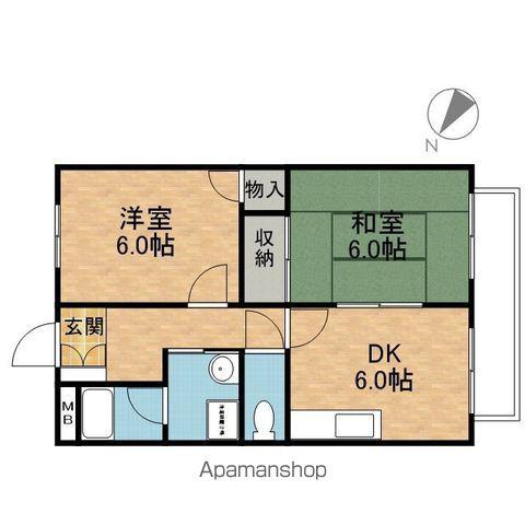 サンライズ(2DK/1階)の間取り写真