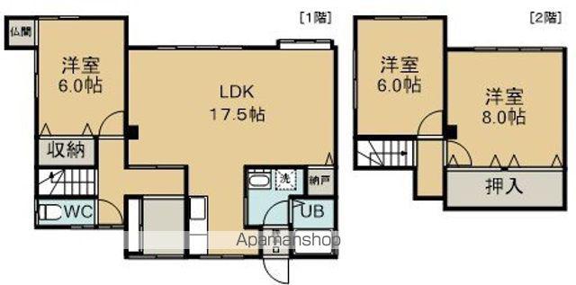 函館本線 五稜郭駅 徒歩17分 2階建 築62年(3LDK)の間取り写真