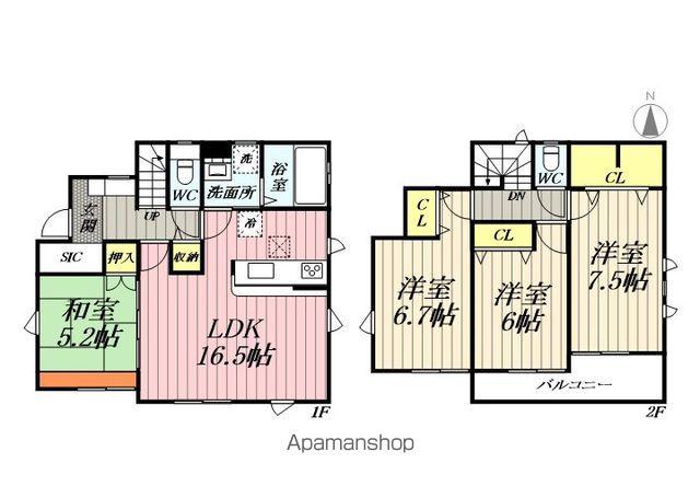 常磐線 松戸駅 徒歩38分 2階建 築8年(4LDK)の間取り写真
