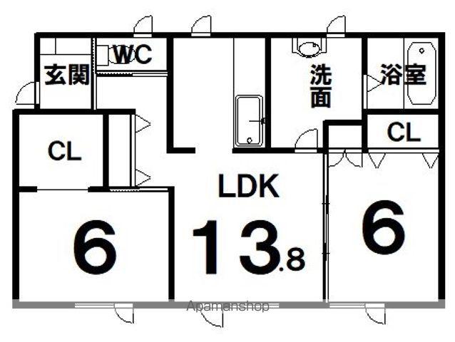 根室本線 帯広駅 徒歩37分 1階建 築48年(2LDK)の間取り写真