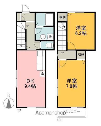 ブリッジゲート(2DK/1階)の間取り写真