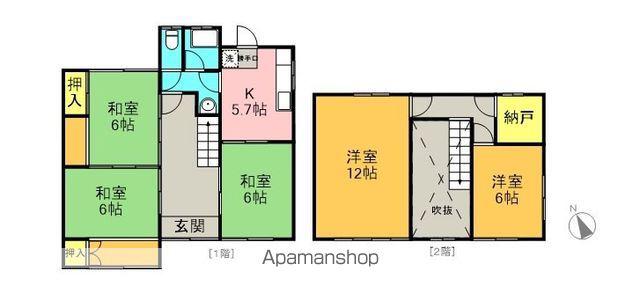 岐阜県岐阜市 2階建 築45年(5K)の間取り写真