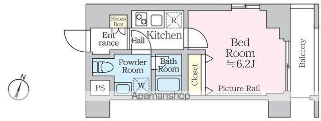 アイル プレミアム横浜ノルド(1K/2階)の間取り写真