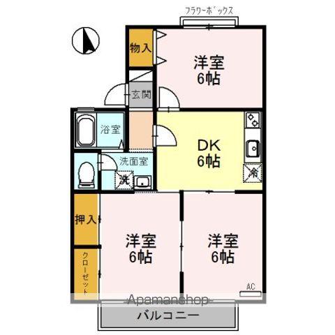 アグリンビレッジC棟(3DK/2階)の間取り写真