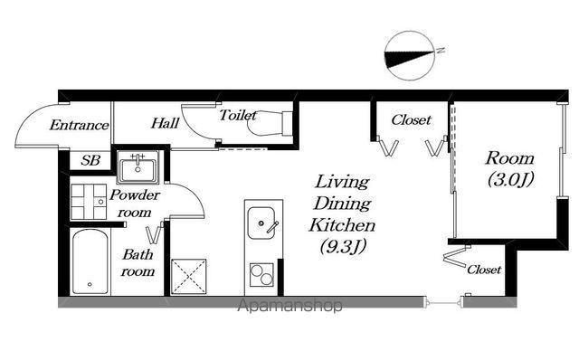 草津市東矢倉PJ(1LDK/2階)の間取り写真