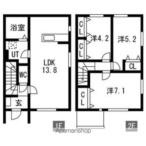 APISⅤ A棟(3LDK/1階)の間取り写真