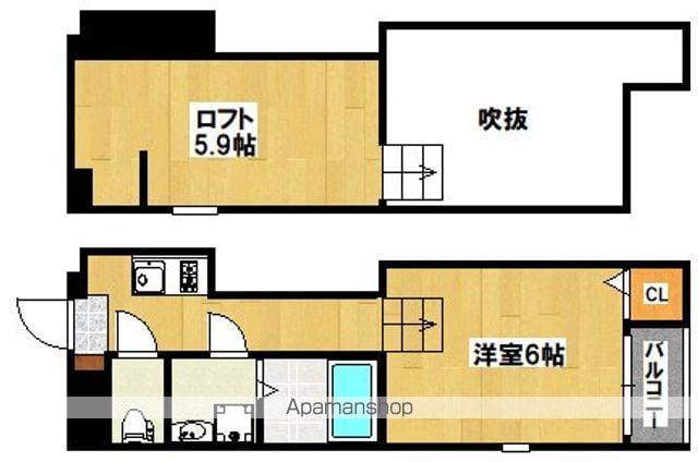 ハーモニーテラス墨江(ワンルーム/2階)の間取り写真