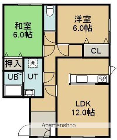 コーポ私市(2LDK/2階)の間取り写真