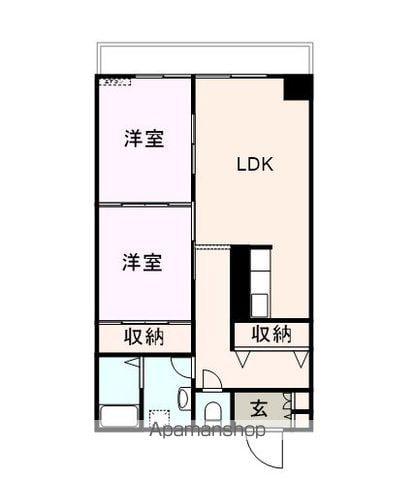 豊国スカイマンション松山(2LDK/2階)の間取り写真