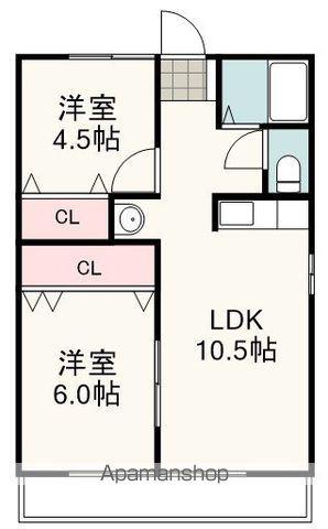 シティハイム万松荘(2LDK/1階)の間取り写真