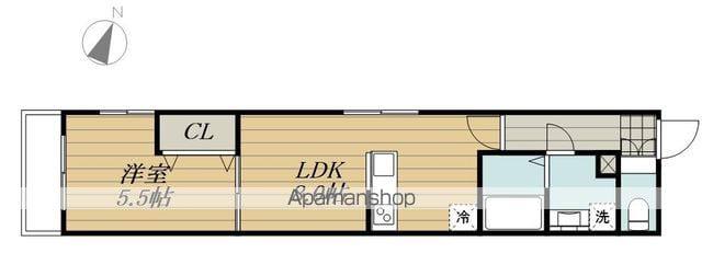 MELDIA福生Ⅲ(1LDK/3階)の間取り写真