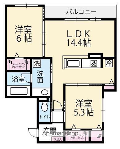 GRADIENCE B(2LDK/1階)の間取り写真