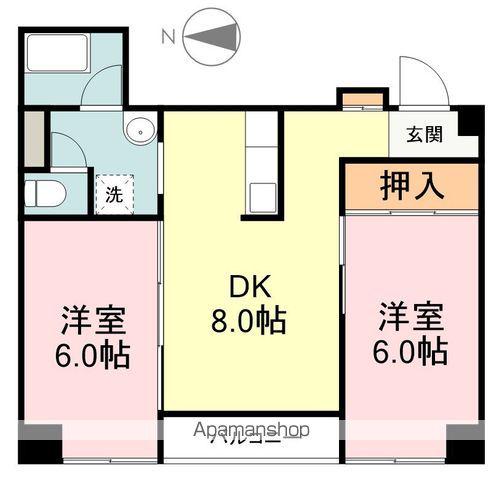 木町ホームプラザ(2DK/5階)の間取り写真