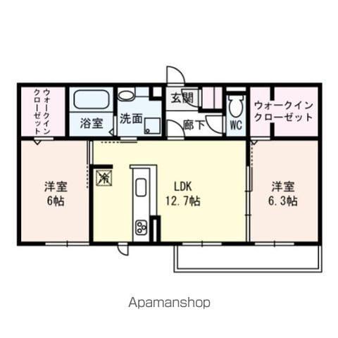 ミッレ・エレガンツァ(2LDK/1階)の間取り写真