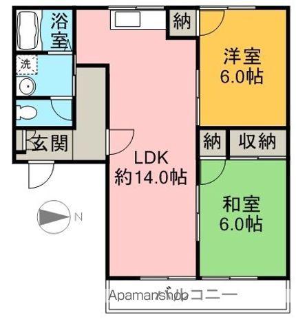 シャルム松原(2LDK/2階)の間取り写真