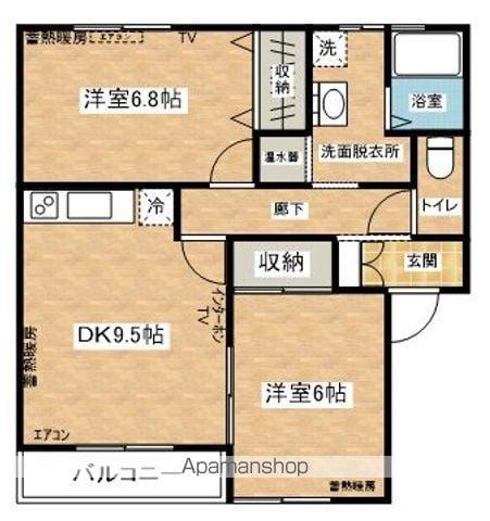 ラポール二ツ森(2DK/1階)の間取り写真