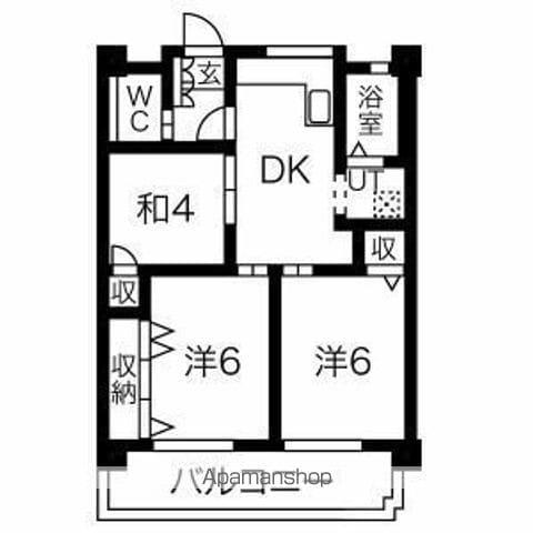 金城ビル(2LDK/3階)の間取り写真