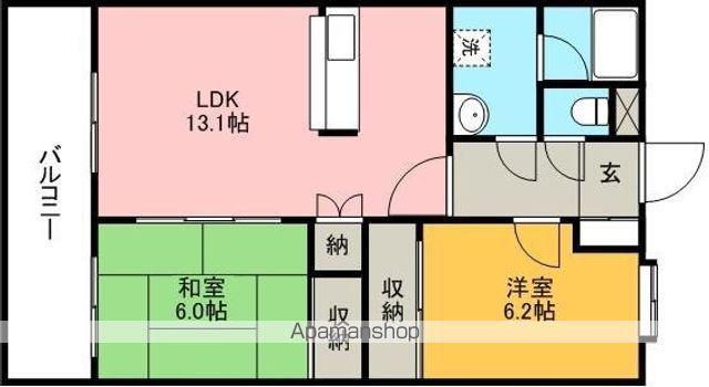 エストシャンブル(2LDK/2階)の間取り写真