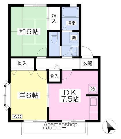 ロイヤルスクウェア八乙女B棟(2DK/2階)の間取り写真